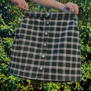 Black Plaid Pencil Skirt